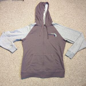 The North Face Hoodie Sweatshirt Womens XL Purple Gray Full Zip Outdoor
